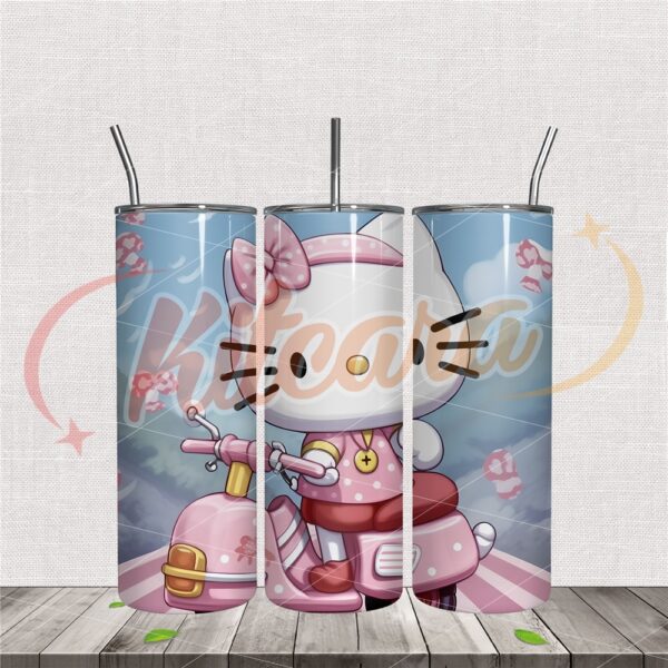 hello-kitty-pink-bicycle-design-skinny-tumbler-png