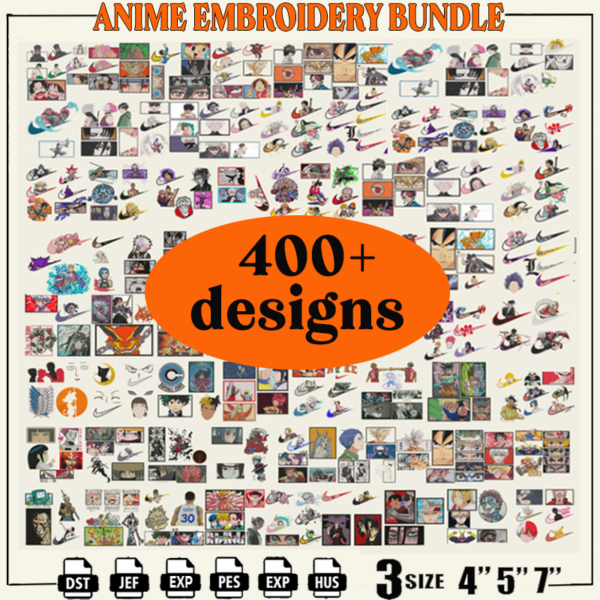 400 Files Anime Embroidery File Nike Swoosh Anime
