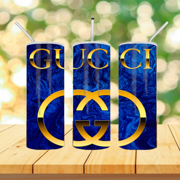 Gucci Blue Bling 20oz Skinny Tumbler Wrap Png Sublimation