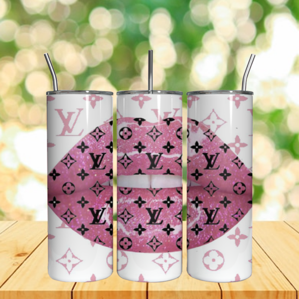 Louis Vuitton Pink Lips Logo Tumbler