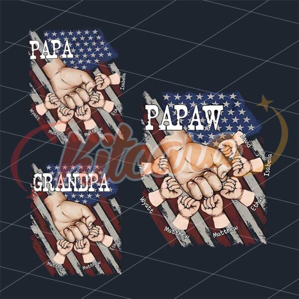 father-and-children-american-flag-father-fist-bump-png-personalized-papa-png