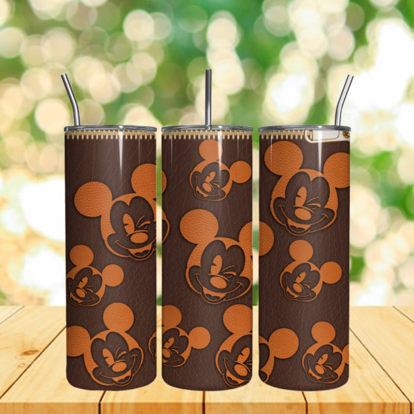 Mickey Head Leather Tumbler Skinny 20oz