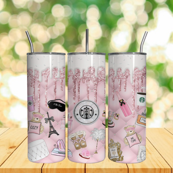 Pink Dripping Pattern Tumbler Starbucks