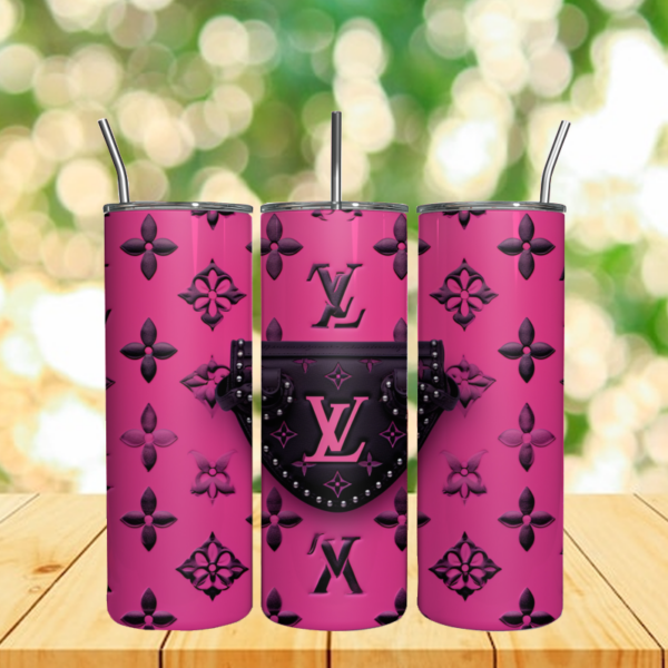 Pink LV Logo 3D Tumbler Wrap Sublimation